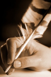 hand with quill